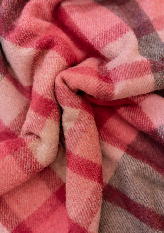 Berry Gingham Check Recycled Wool Blanket - ad&i