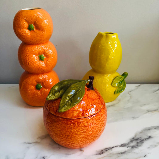 Ceramic Orange Stack Stem Vase - ad&i