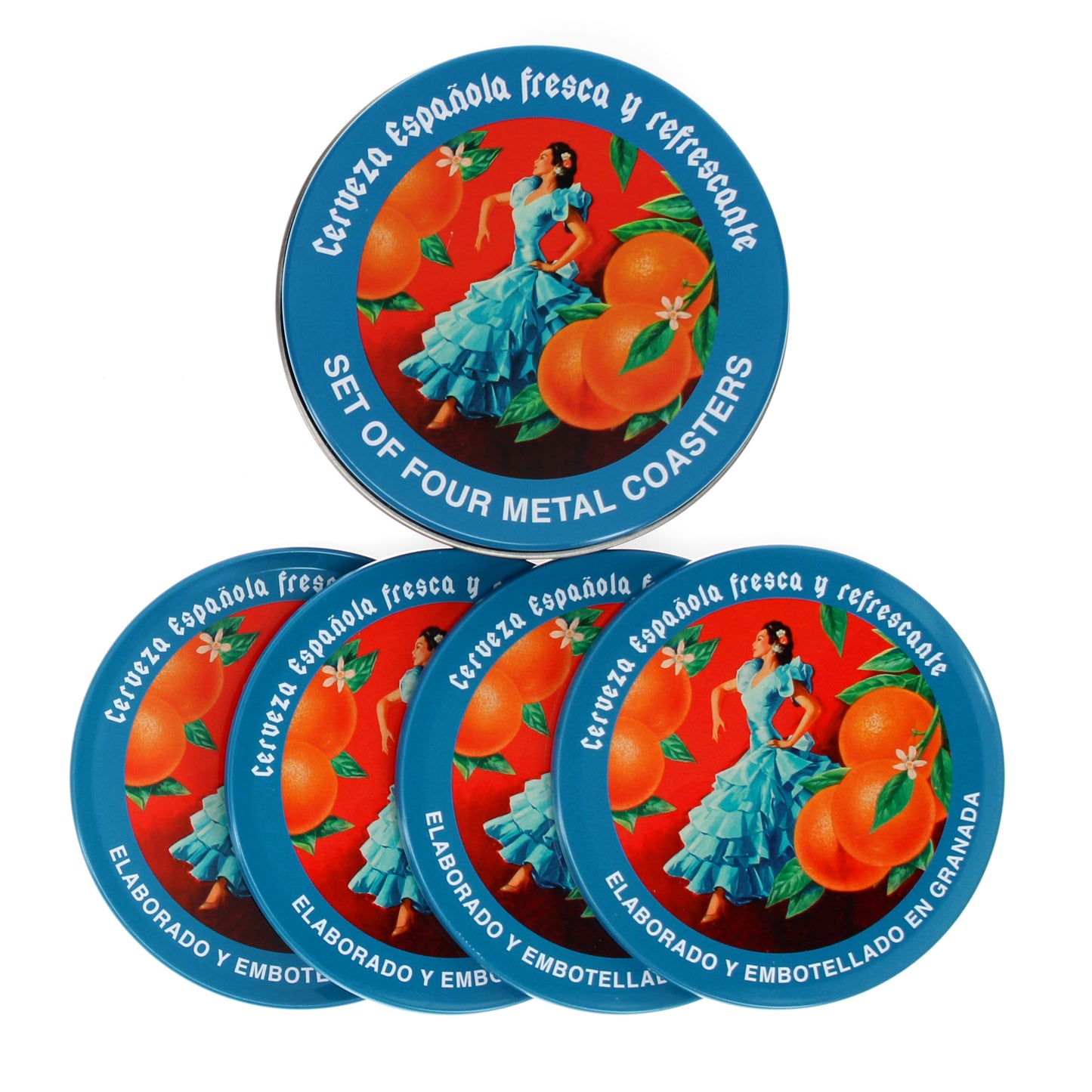Cerveza Española Metal Coasters - Set of Four - ad&i