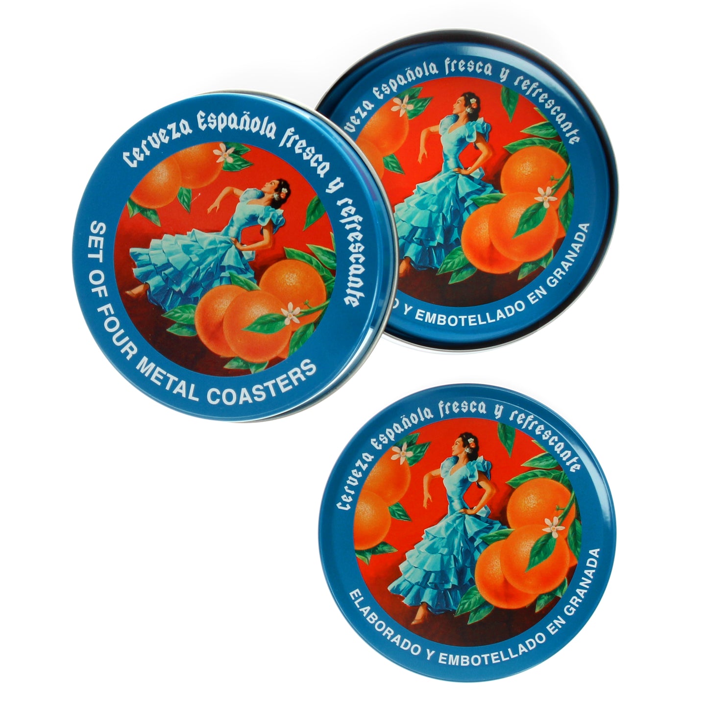 Cerveza Española Metal Coasters - Set of Four - ad&i