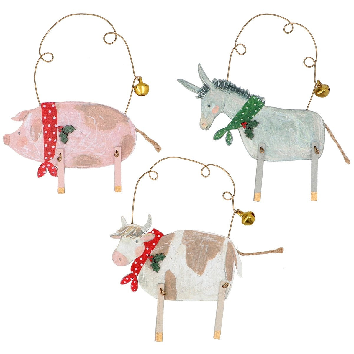 Farm Animal Wooden Christmas Tree Decoration