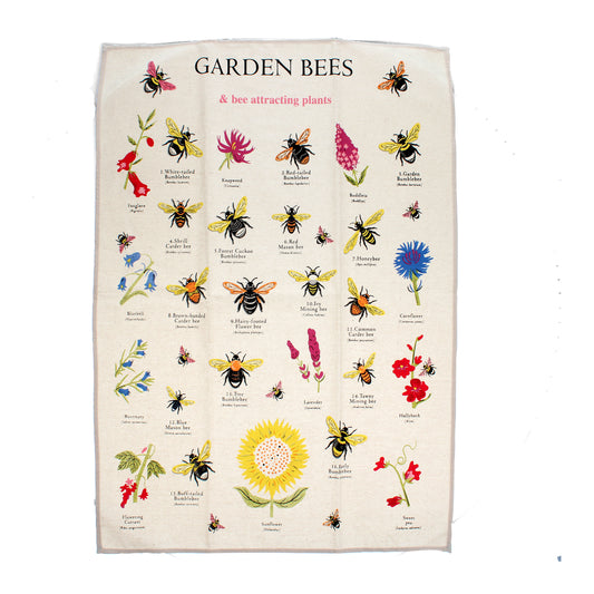 Garden Bees Print Tea Towel - ad&i