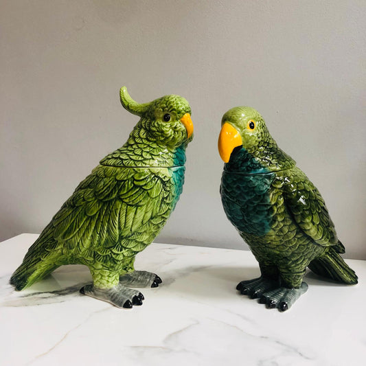 Green Parrot Ceramic Jar - ad&i