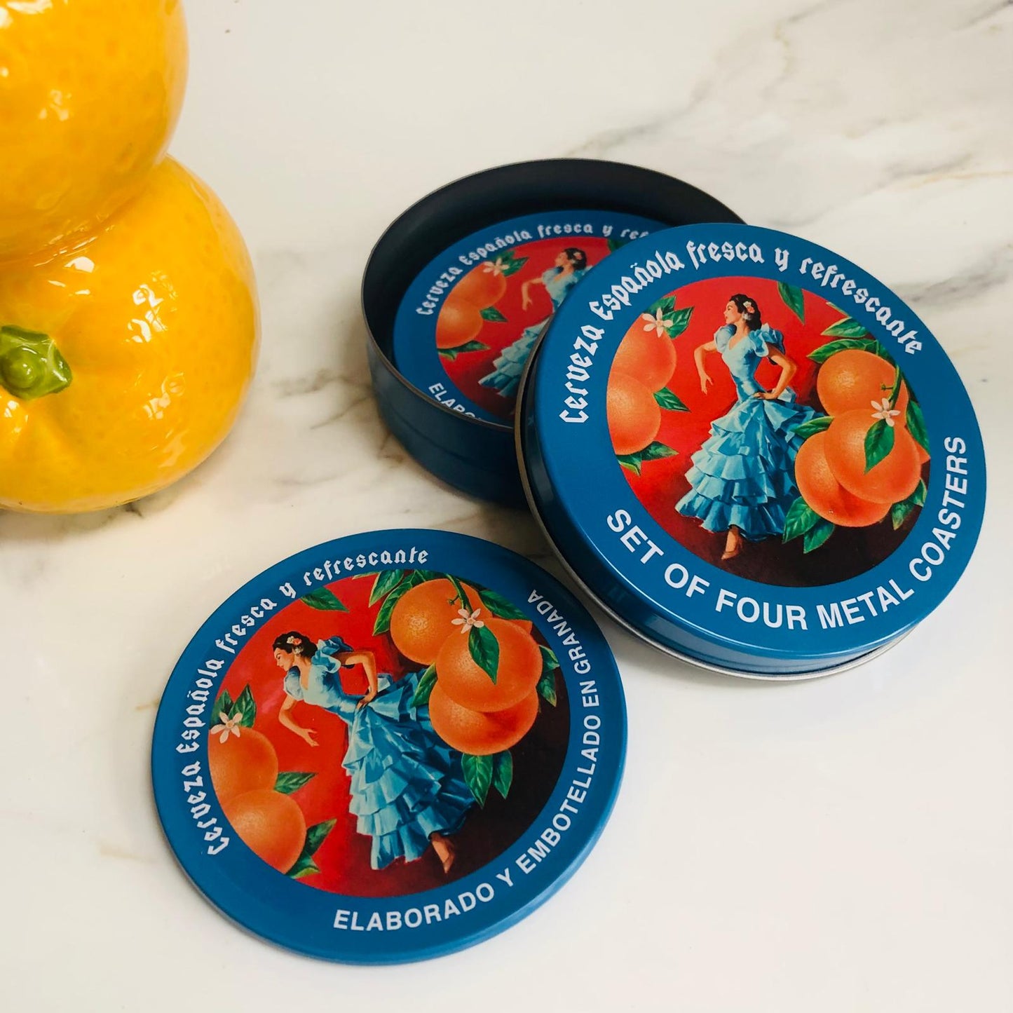 Cerveza Española Metal Coasters - Set of Four - ad&i