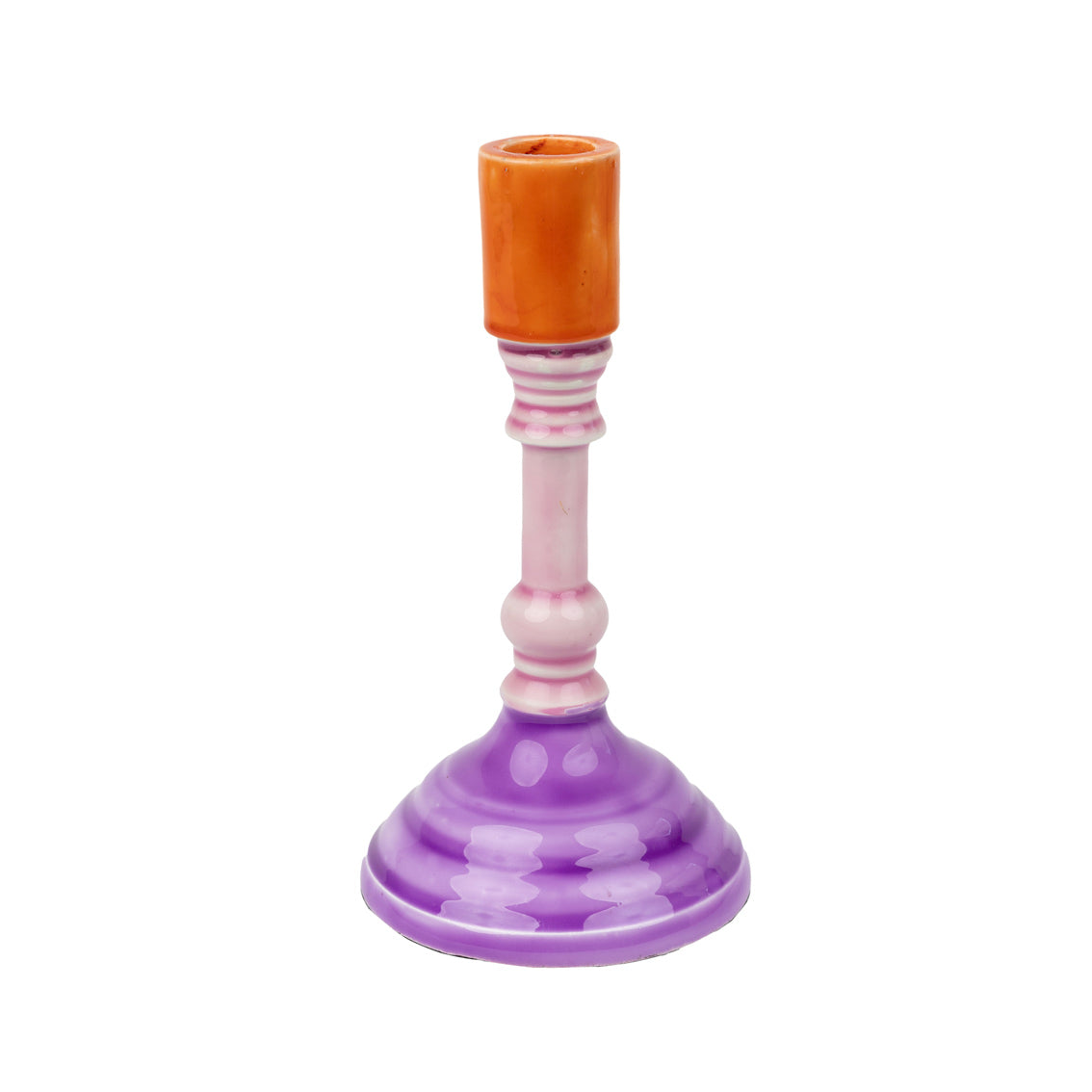Mellow Orange & Purple Metal Dinner Candle Holder - ad&i