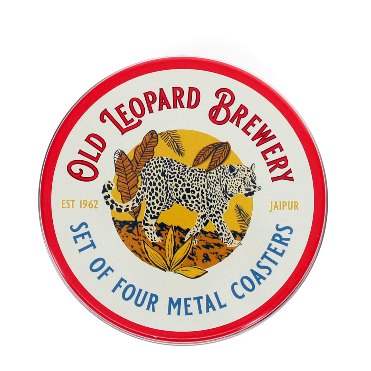 Old Leopard Brewery Metal Coasters - Set of Four - ad&i