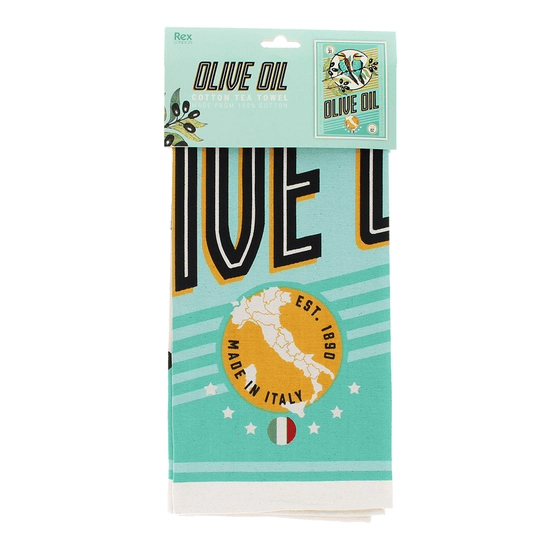 Olive Oil Print Tea Towel