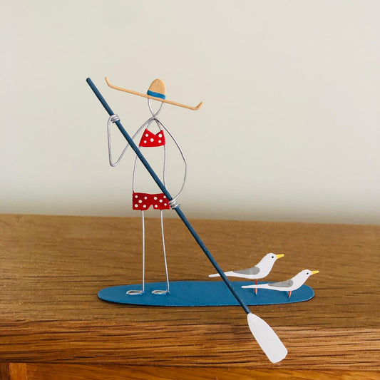 Paddleboarder in Bikini – Handcrafted Freestanding Metal Decoration - ad&i