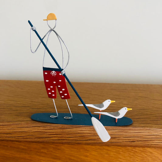 Paddleboarder in Shorts – Handcrafted Freestanding Metal Decoration - ad&i