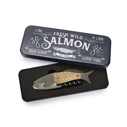 Wild Salmon Shaped Corkscrew in a Tin - ad&i