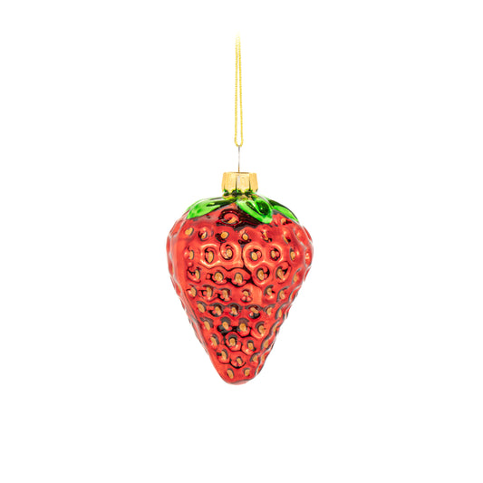 Strawberry Glass Christmas Tree Bauble - ad&i