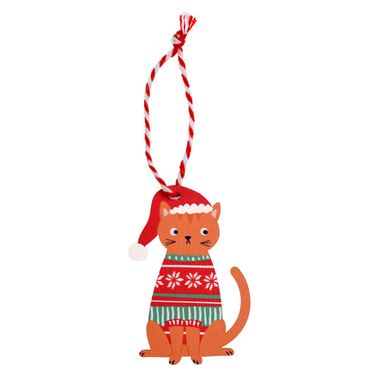 Wooden Hanging Christmas Decoration – Ginger Cat - ad&i