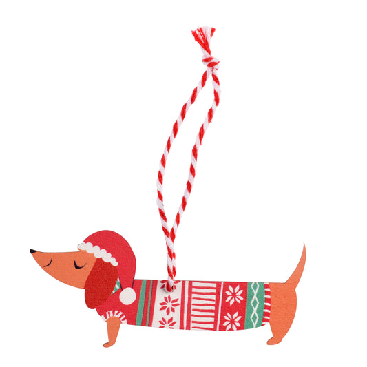 Wooden Hanging Christmas Decoration - Sausage Dog - ad&i