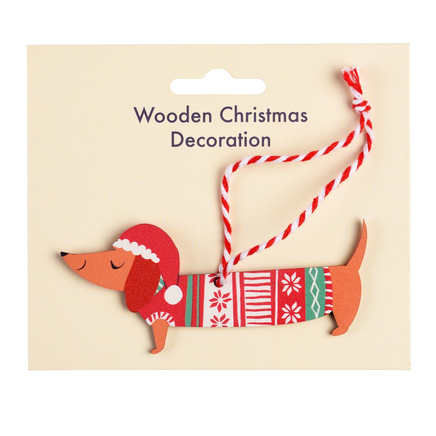 Wooden Hanging Christmas Decoration - Sausage Dog - ad&i