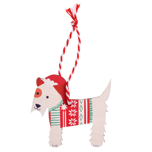 Wooden Hanging Christmas Decoration - Scottie dog - ad&i