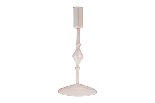 Light Pink Glass Candlestick Holder-ad&i