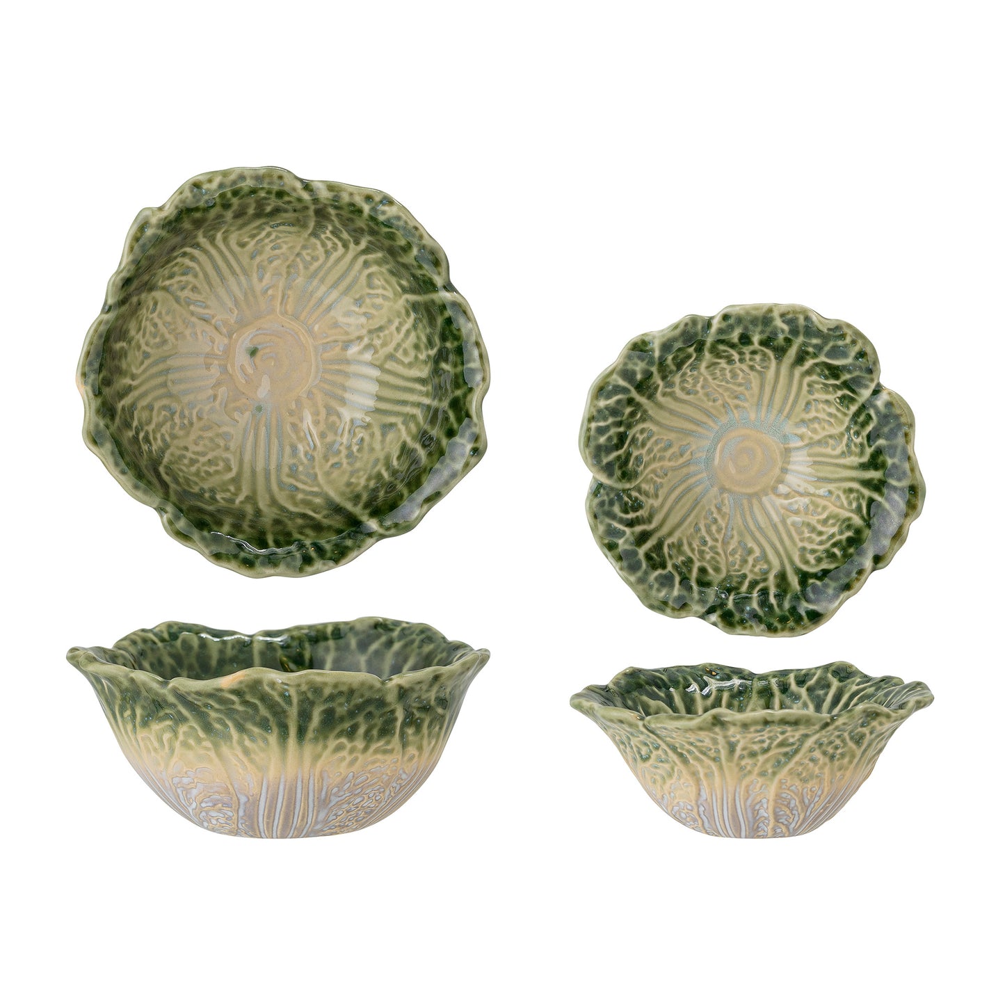 Green Cabbage Stoneware Bowls - Set of Two - ad&i