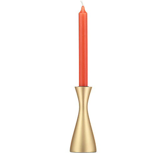 Old Gold Medium Wooden Candlestick Holder - ad&i