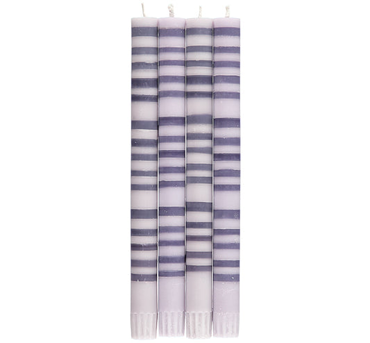 Grey & Gunmetal Striped Candlesticks Set of Four - ad&i