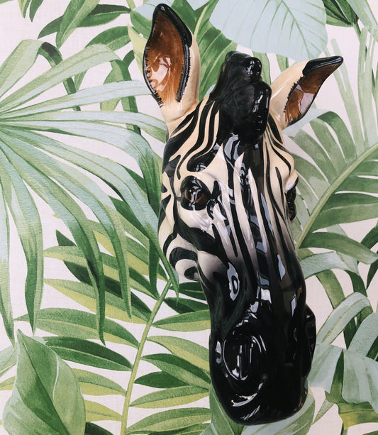 Ceramic Zebra Head Wall Sconce Vase - ad&i