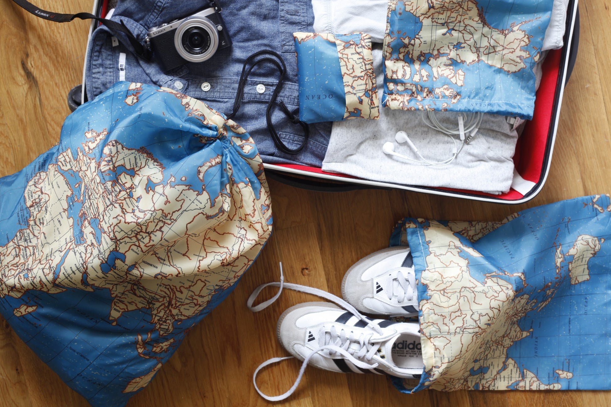 Travel Map Laundry Bags Set of 4 - ad&i