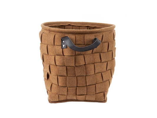Felt Round Storage Bag with Leather Handles - ad&i