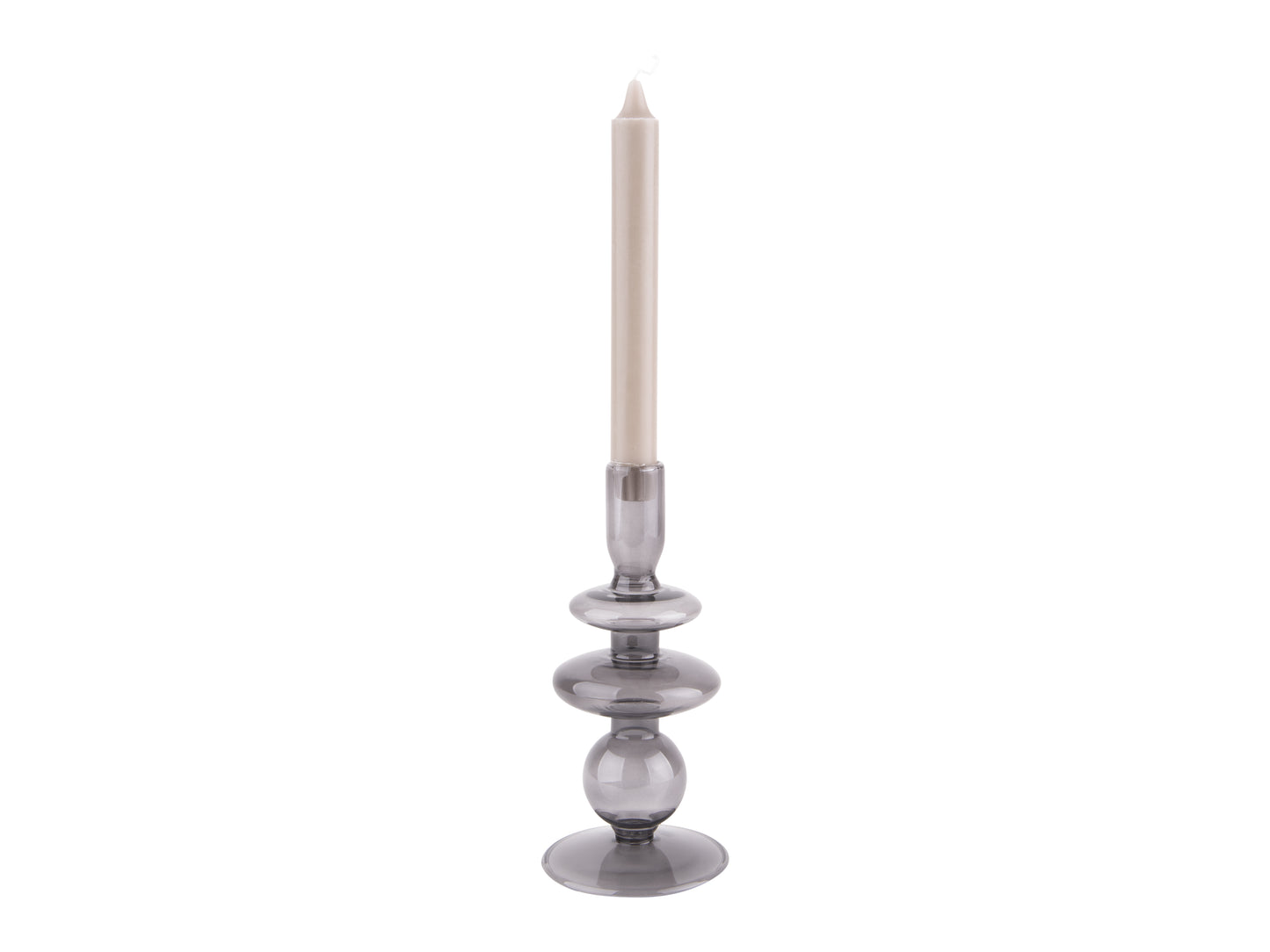 Black Three Ring Glass Candlestick Holder - ad&i