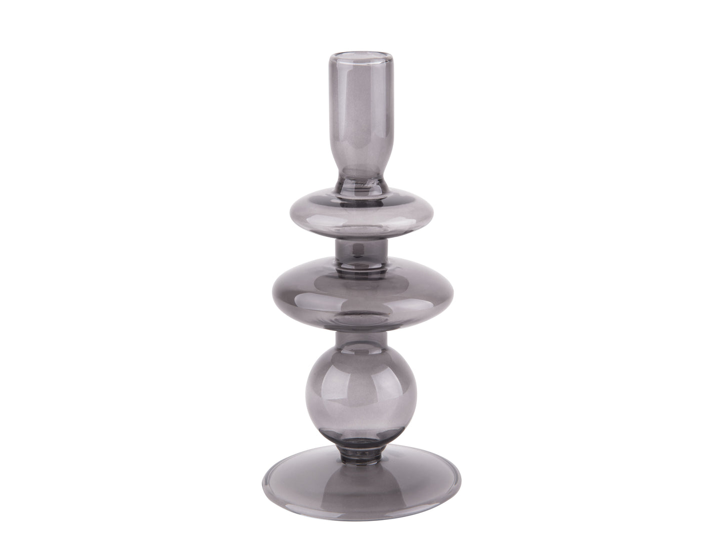 Black Three Ring Glass Candlestick Holder - ad&i