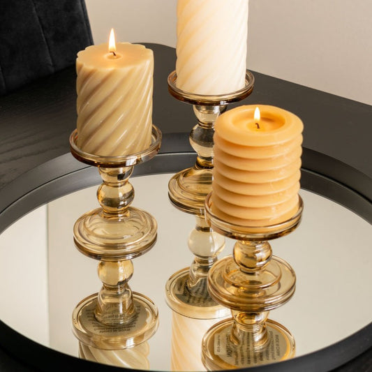 Glass Art Coloured Glass Candlestick Holder - ad&i