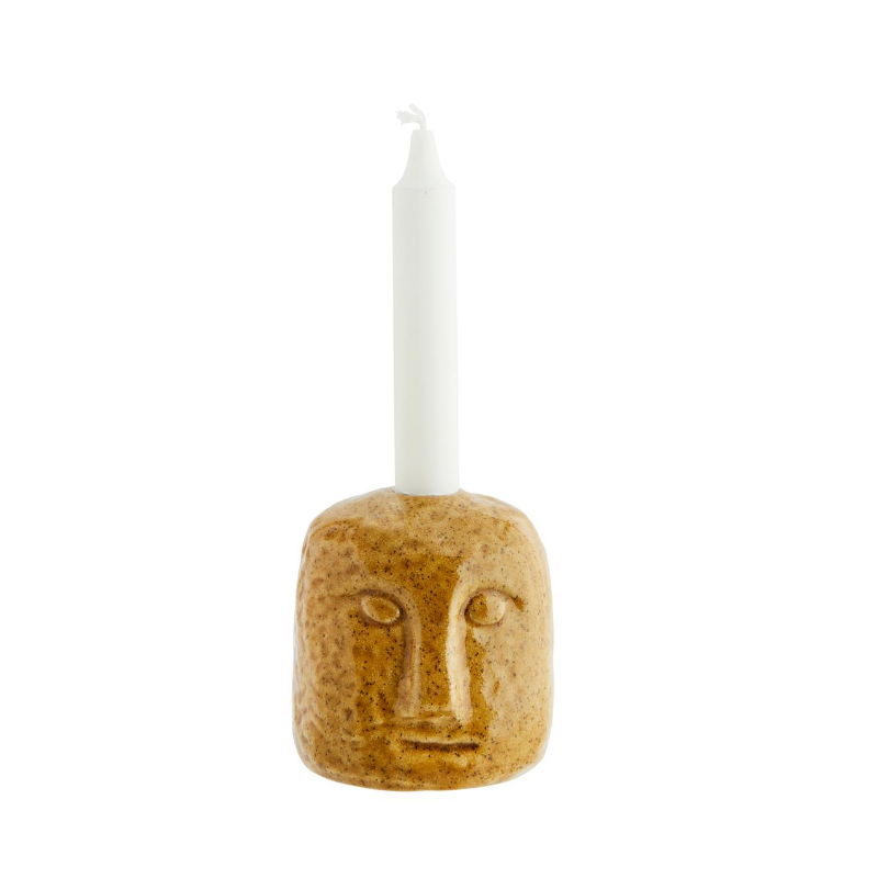 Stoneware Face Imprint Candlestick Holder-ad&i