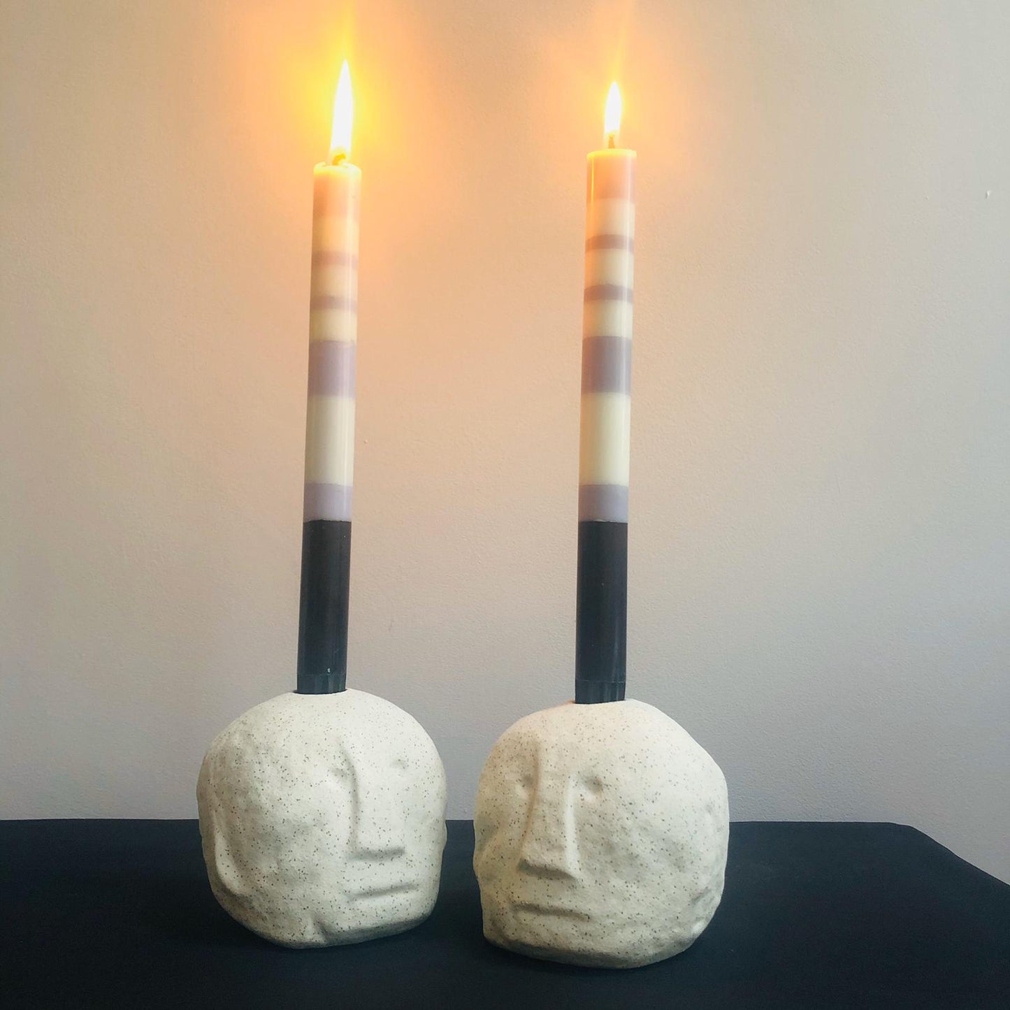 Stoneware Face Imprint Candlestick Holder - ad&i