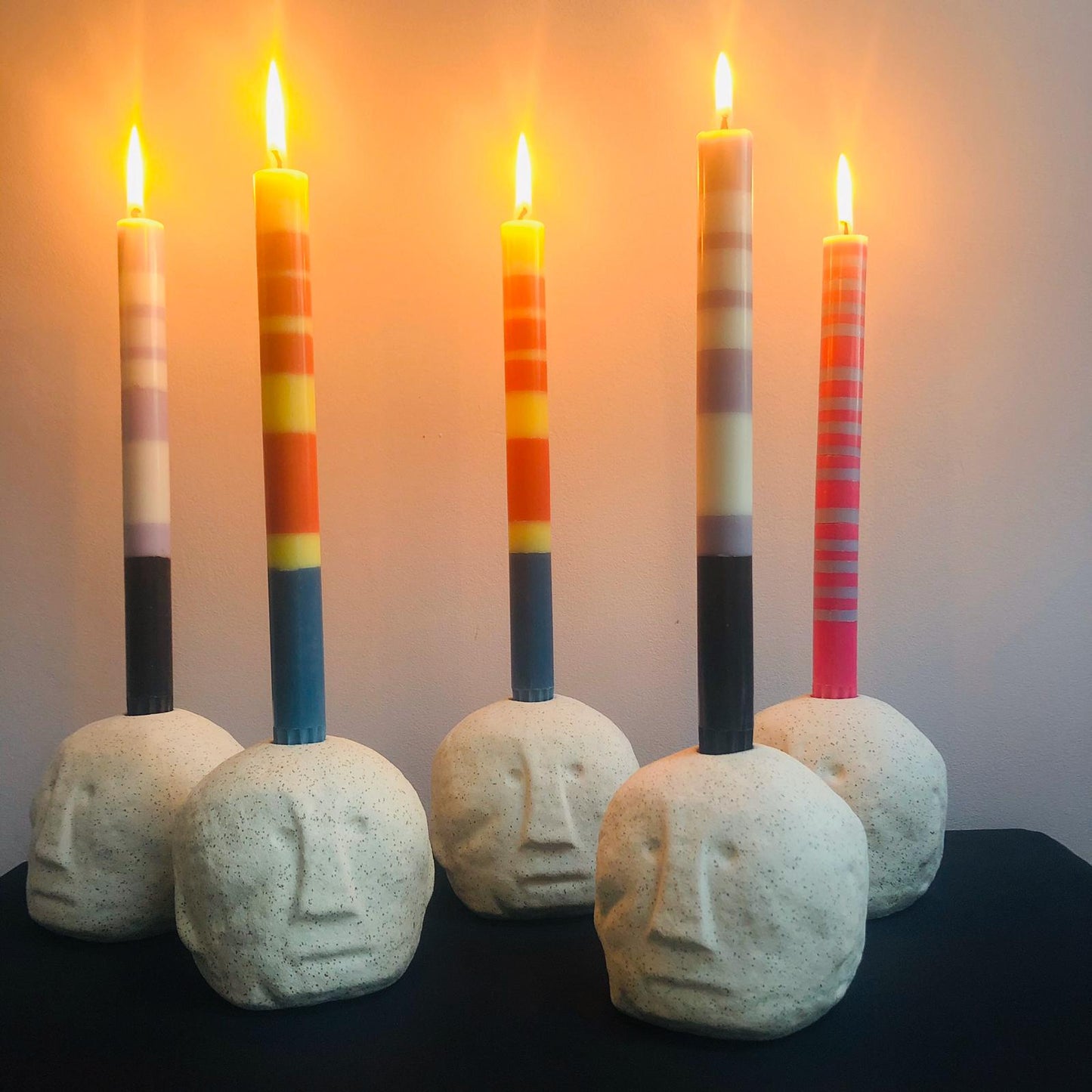 Stoneware Face Imprint Candlestick Holder - ad&i