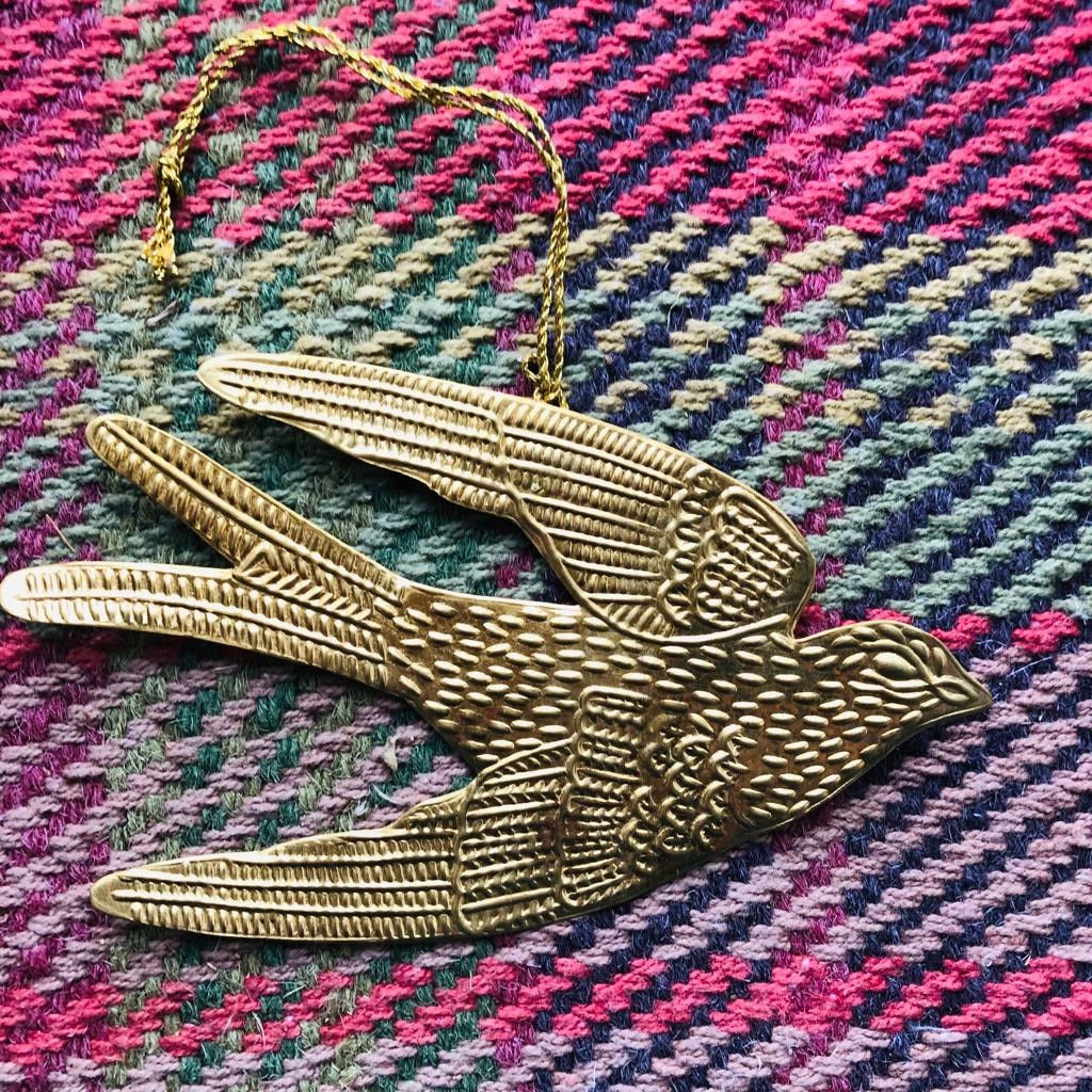 Pressed Gold Decorative Hanging Bird - ad&i