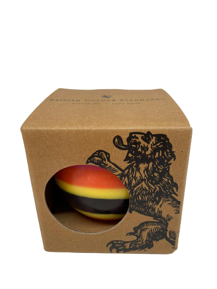 Orange Flame, Neyron Rose, Sulphur Yellow and Jet Black Large Stripe Ball Candle-ad&i