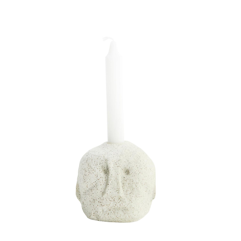 Stoneware Face Imprint Candlestick Holder-ad&i