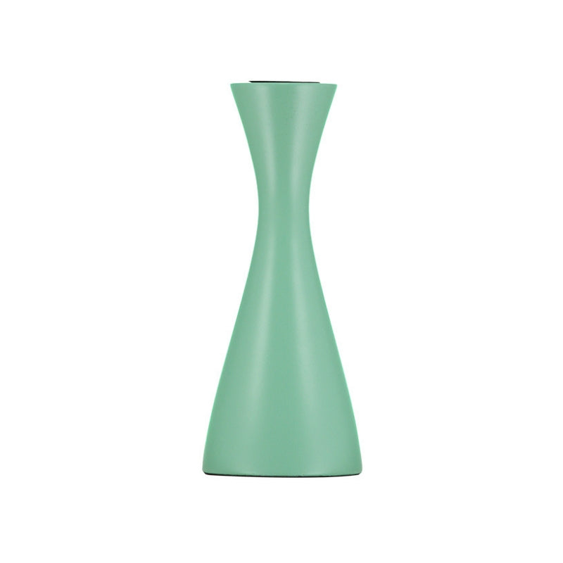 Opaline Green Medium Wooden Candlestick Holder - ad&i