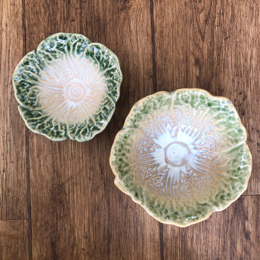 Green Cabbage Stoneware Bowls - Set of Two - ad&i
