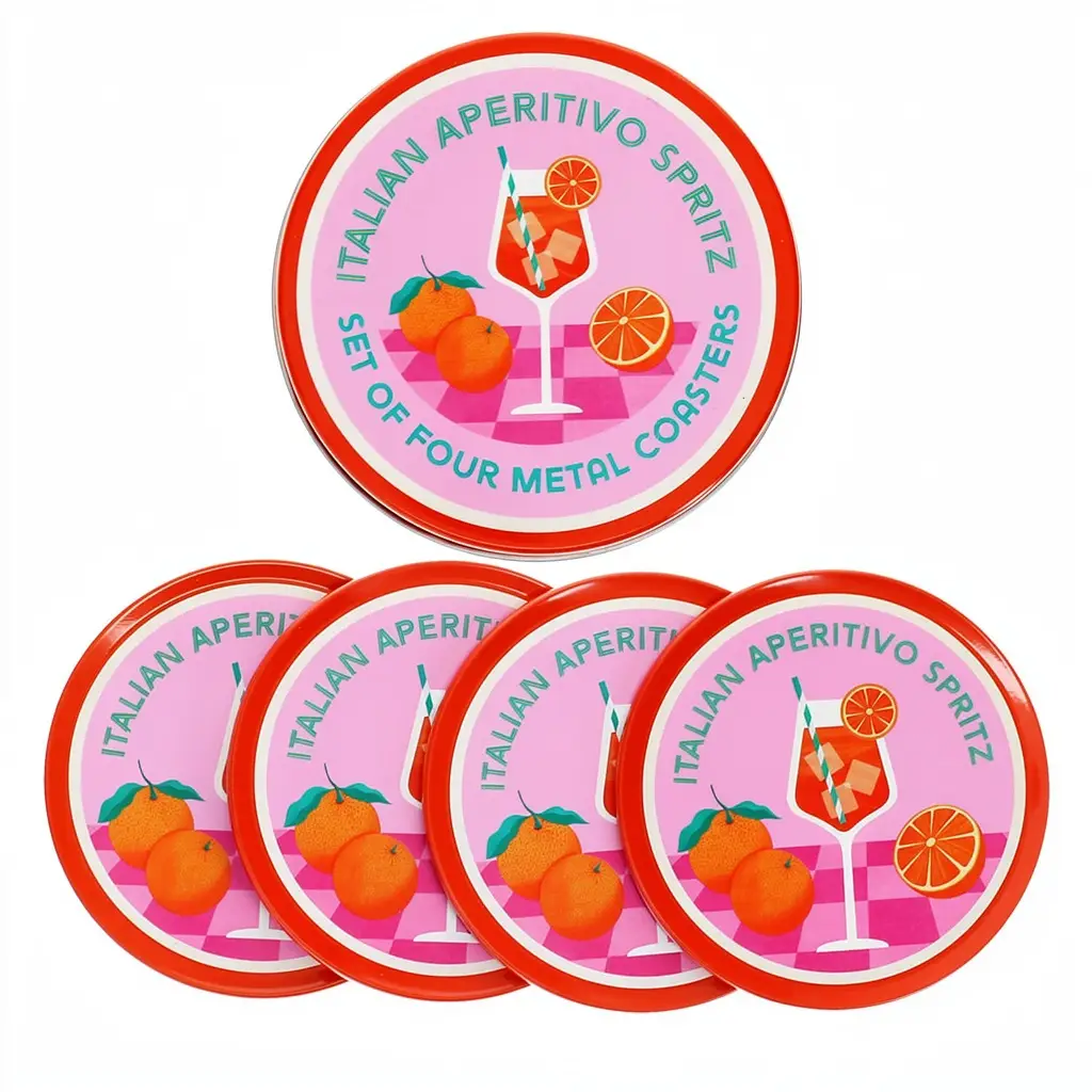 Aperitivo Spritz Metal Coasters - Set of Four
