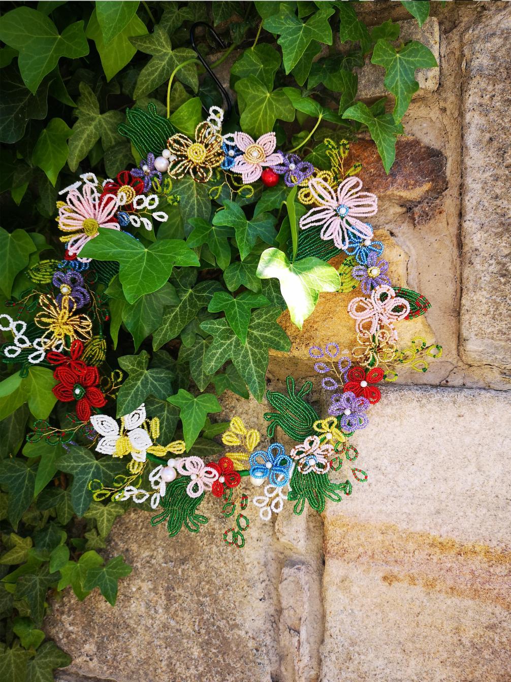 Beaded Floral Wreath