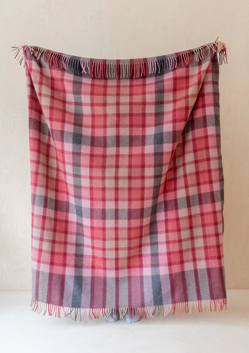 Berry Gingham Check Recycled Wool Blanket