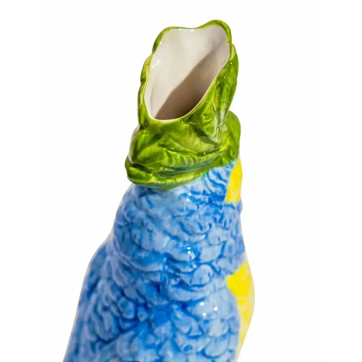 Parrot on a Perch Ceramic Vase