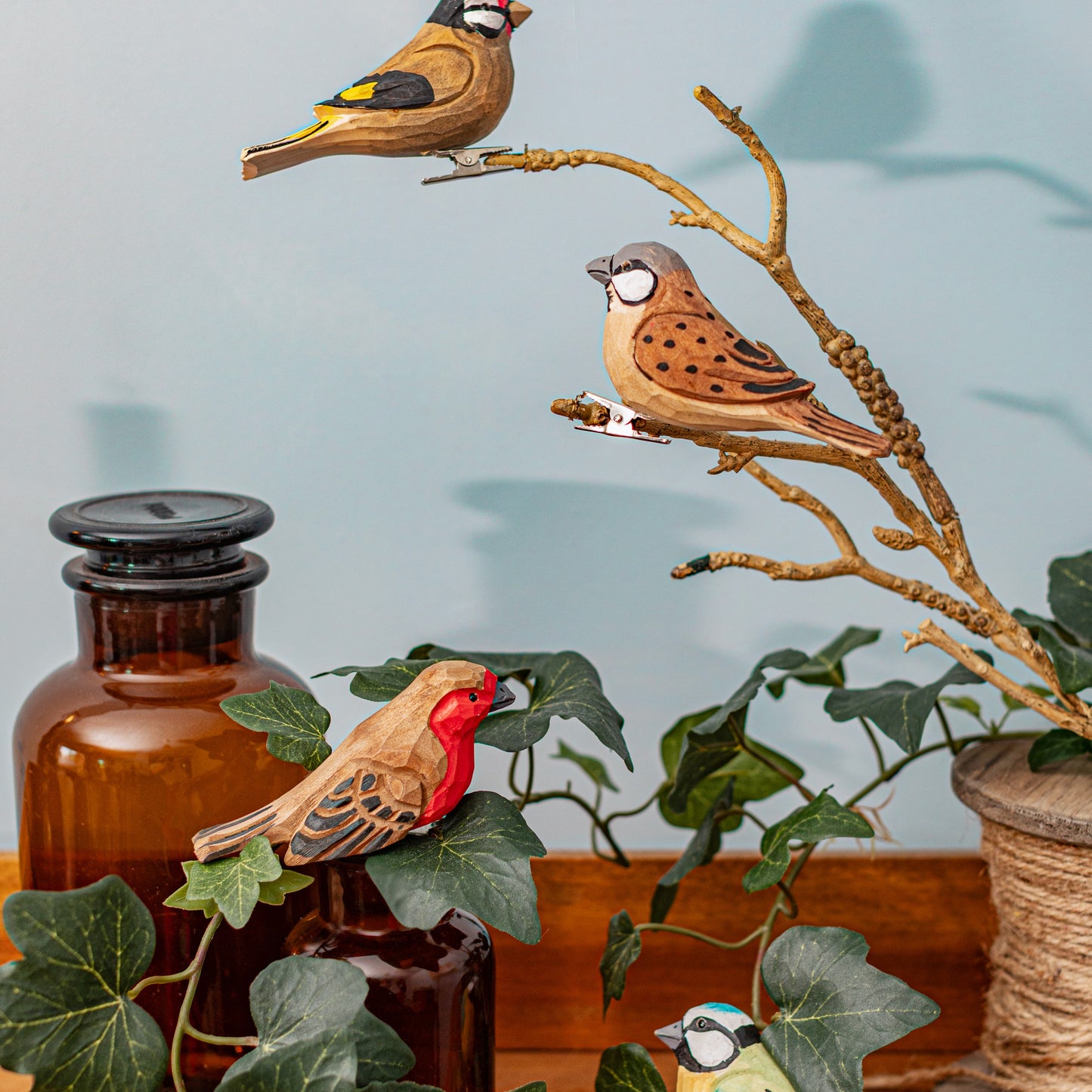 Wooden British Birds Clips