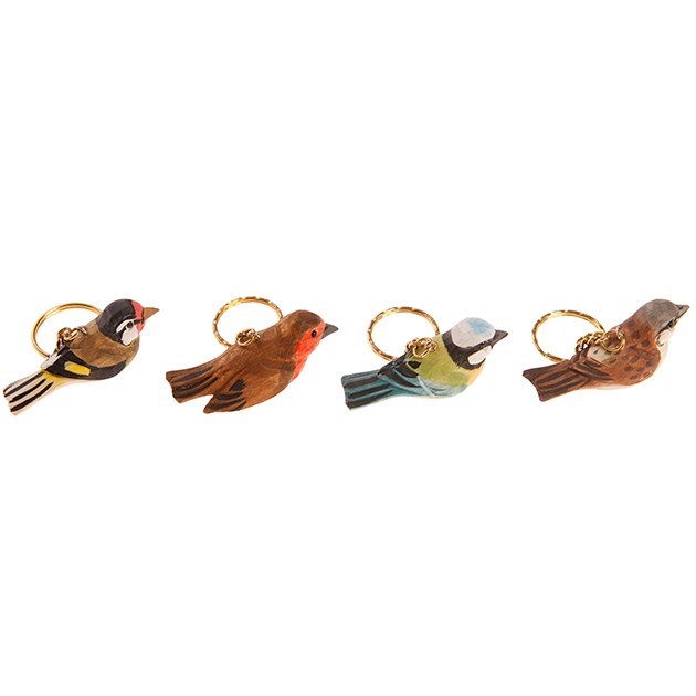 Wooden British Birds Keyrings