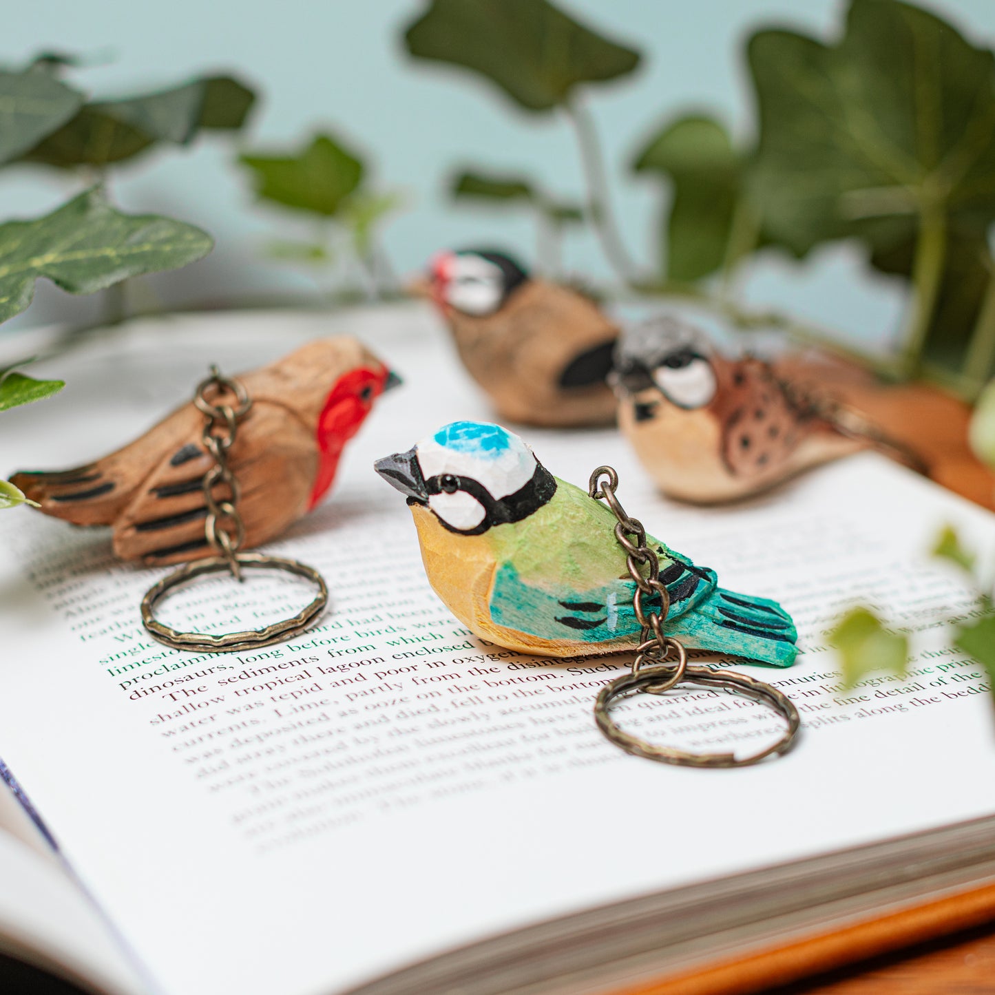 Wooden British Birds Keyrings