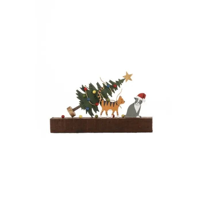 Cat Christmas Chaos - Handcrafted Freestanding Metal Decoration - ad&i