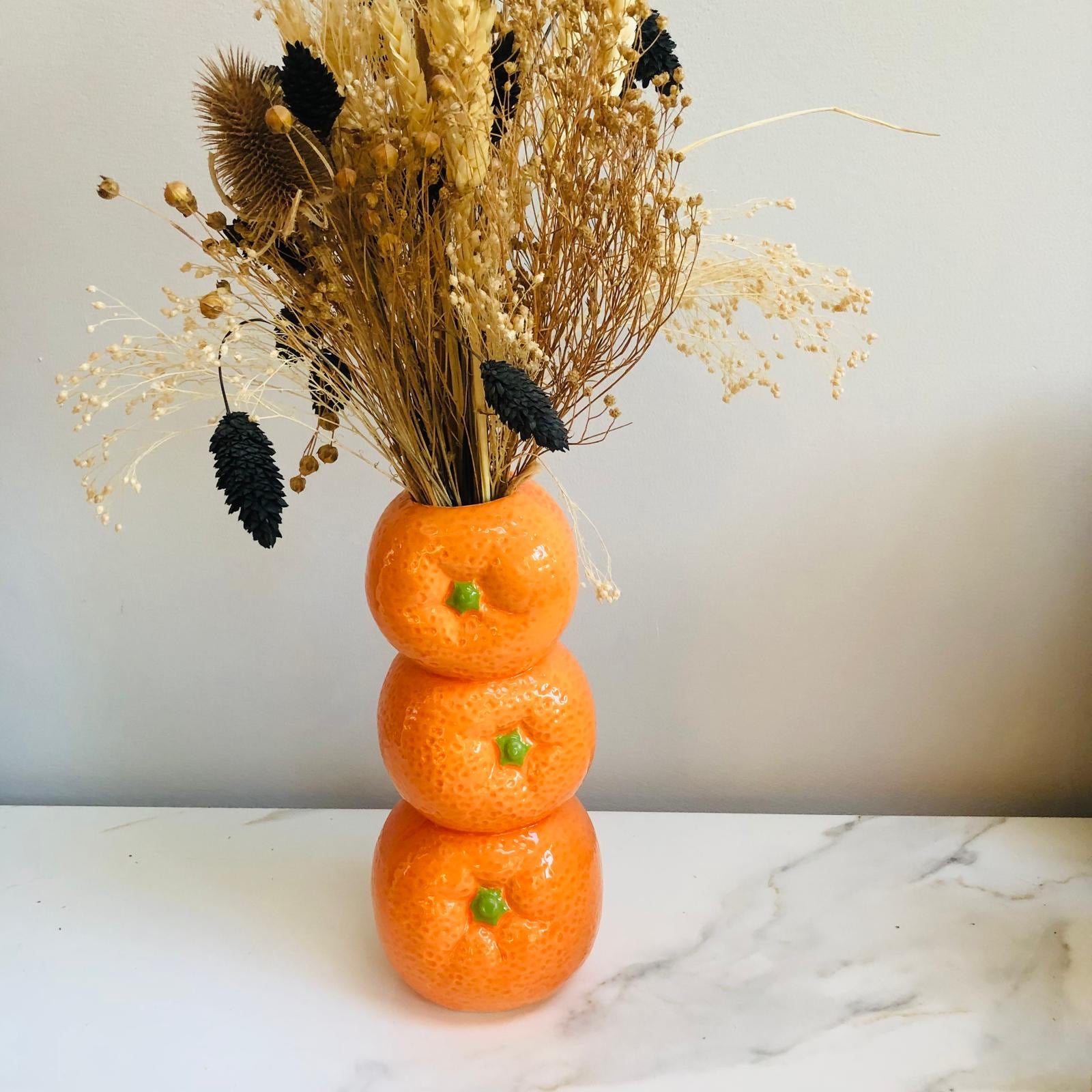 Ceramic Orange Stack Stem Vase - ad&i