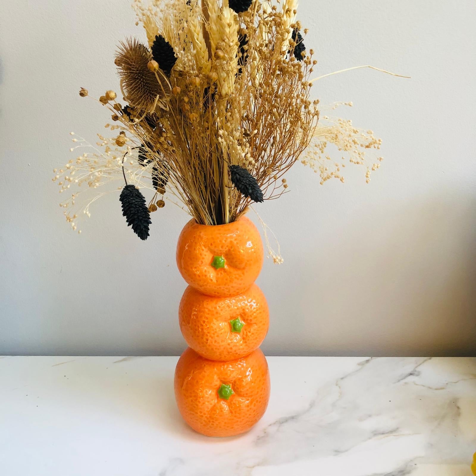 Ceramic Orange Stack Stem Vase - ad&i