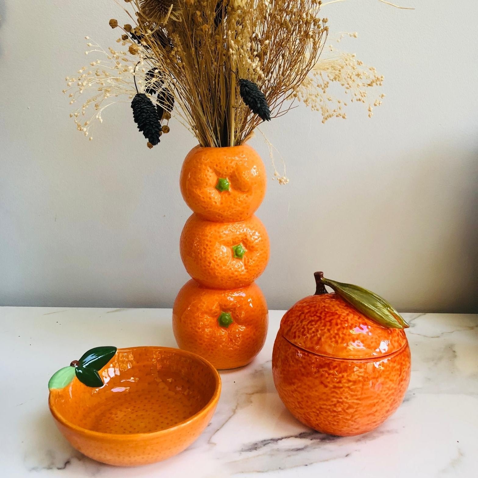 Ceramic Orange Stack Stem Vase - ad&i