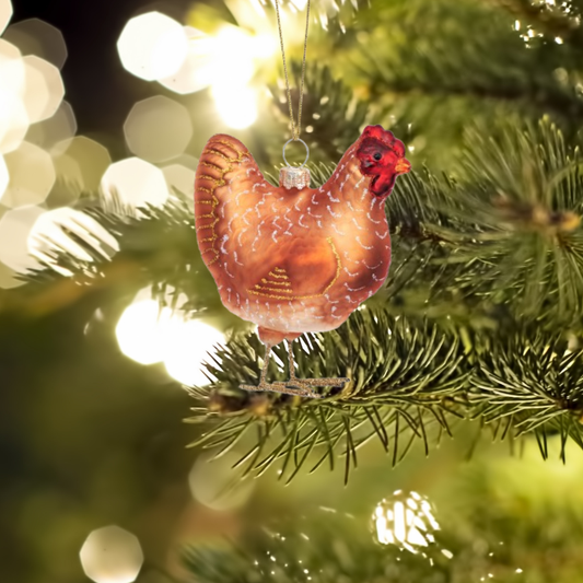 Chicken Shaped Christmas Tree Bauble