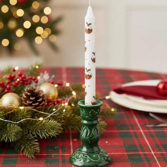Christmas Puddings Dinner Candles - Two Pack